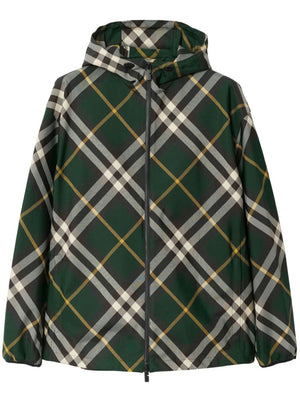 BURBERRY Green Technical Fabric Hooded Jacket for Men