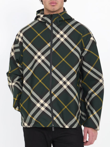 Green Burberry Ered Hooded Jacket for Men - SS24 Collection