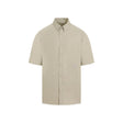 BURBERRY Men's Oxford Cotton Short Sleeve Oversized Shirt with Equestrian Embroidery