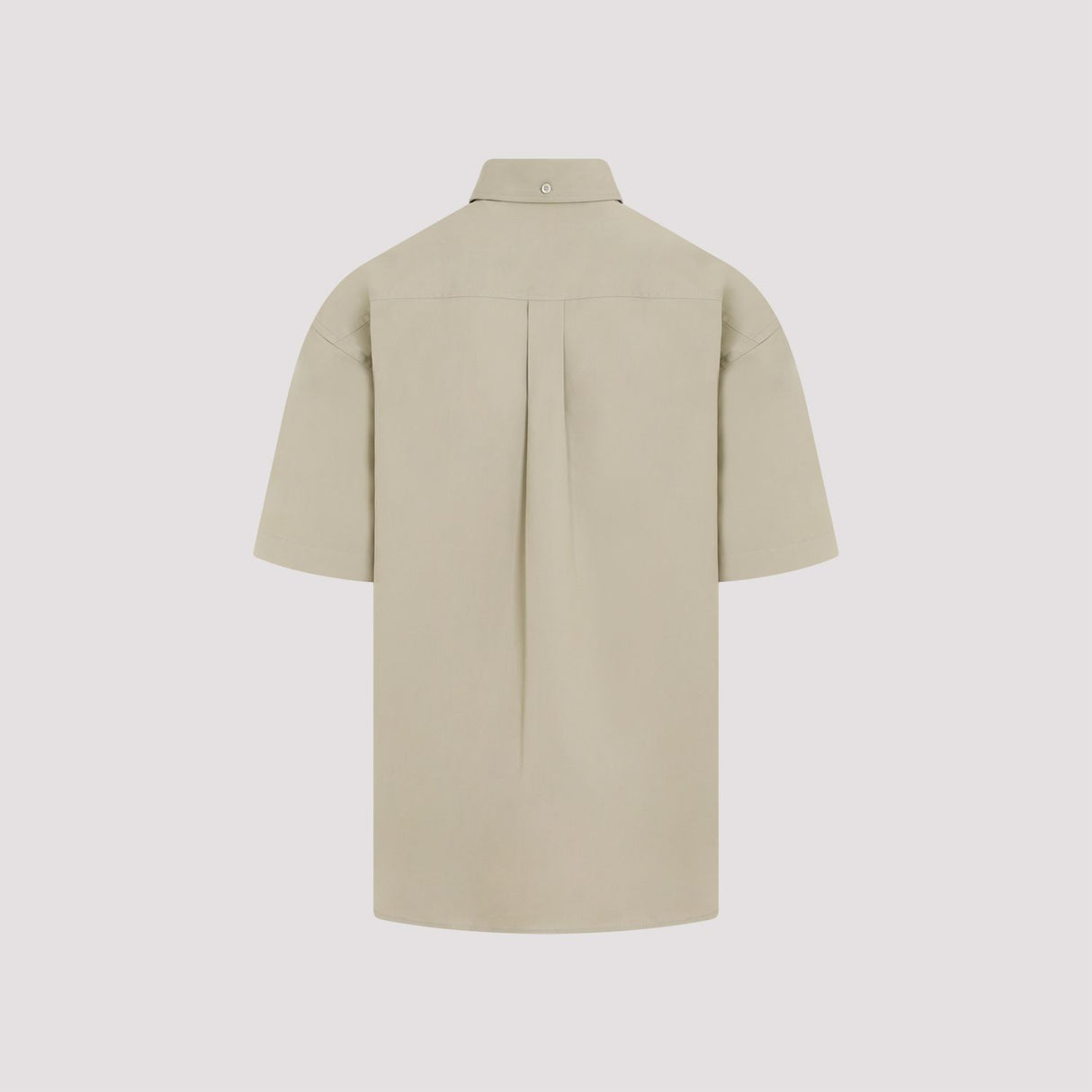 BURBERRY Men's Oxford Cotton Short Sleeve Oversized Shirt with Equestrian Embroidery