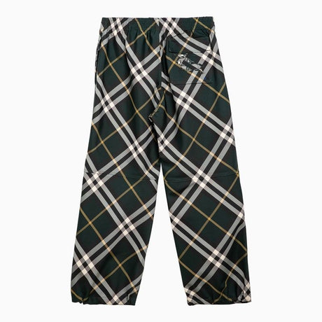 BURBERRY Dark Green Check Trousers for Men | Stylish SS24 Collection