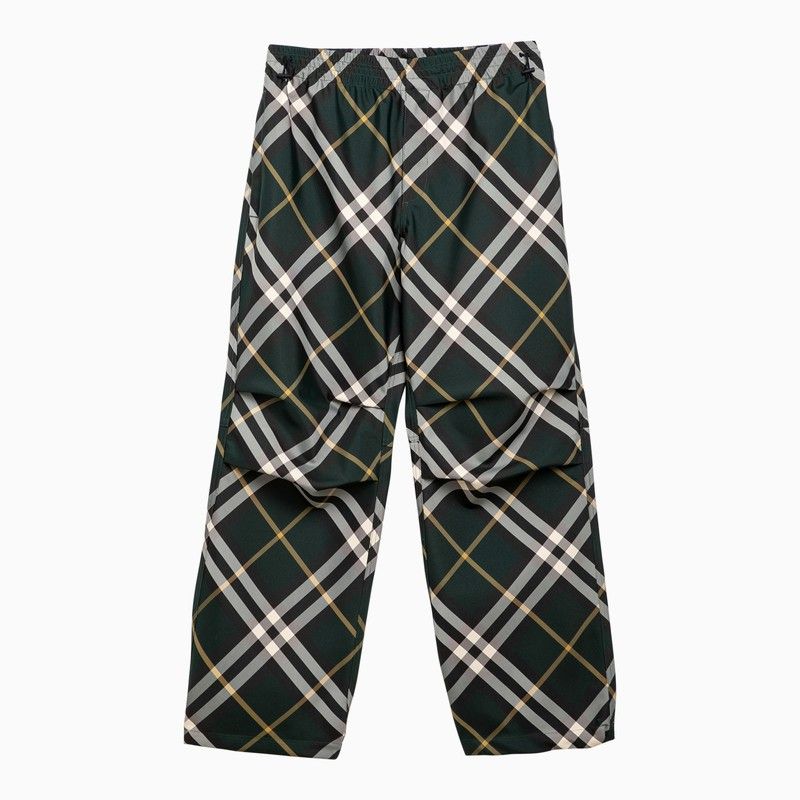 BURBERRY Dark Green Check Trousers for Men | Stylish SS24 Collection