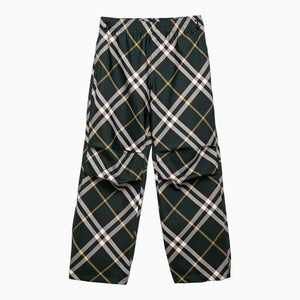 BURBERRY Dark Green Check Trousers for Men | Stylish SS24 Collection