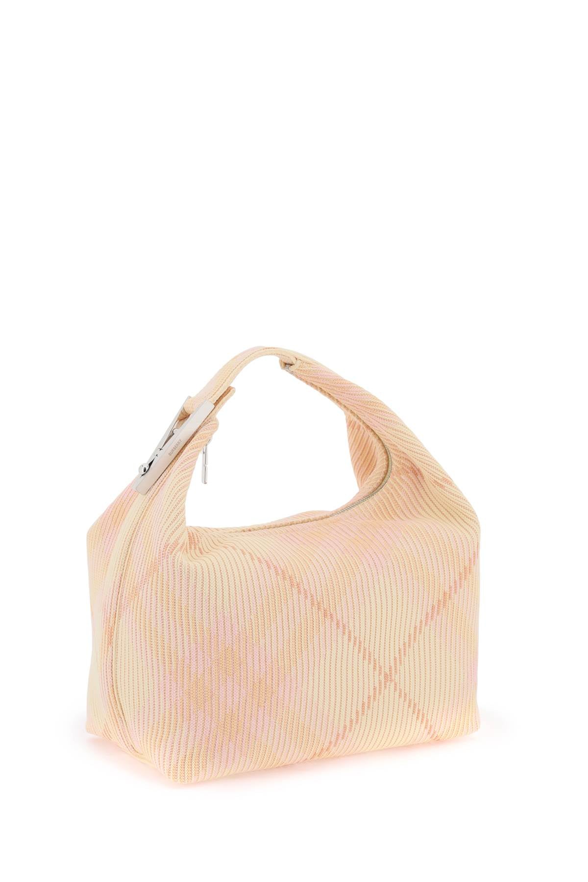 BURBERRY Pink Check Pattern Medium Peg Shoulder Bag with Metal Detail