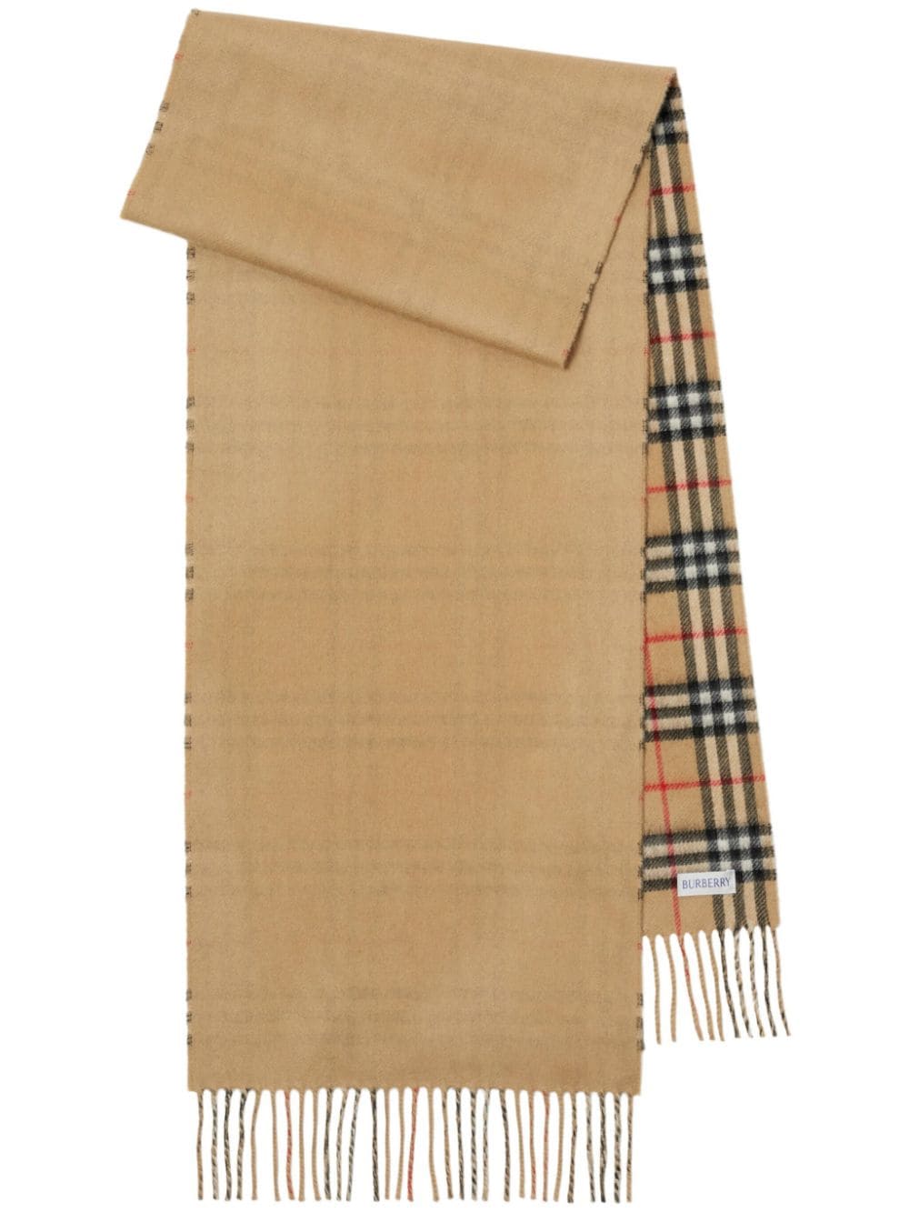 BURBERRY Elegant Reversible Check Cashmere Scarf with Mini Logo