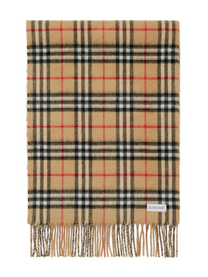 BURBERRY Elegant Reversible Check Cashmere Scarf with Mini Logo