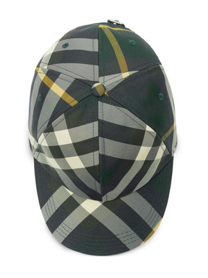 BURBERRY Green All-Over Check Baseball Cap for SS24