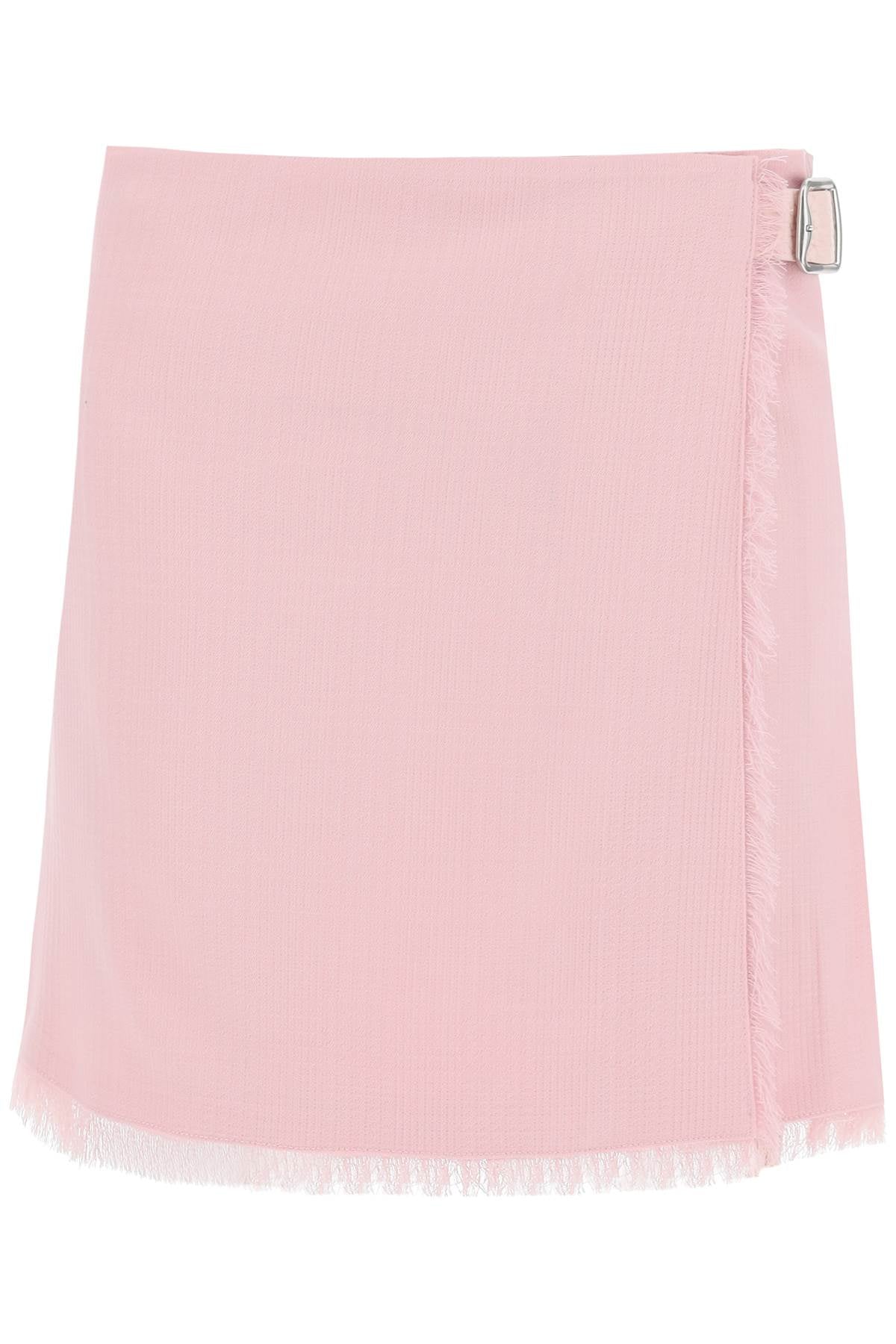 BURBERRY Textured Wool Mini Kilt Skirt in Pink