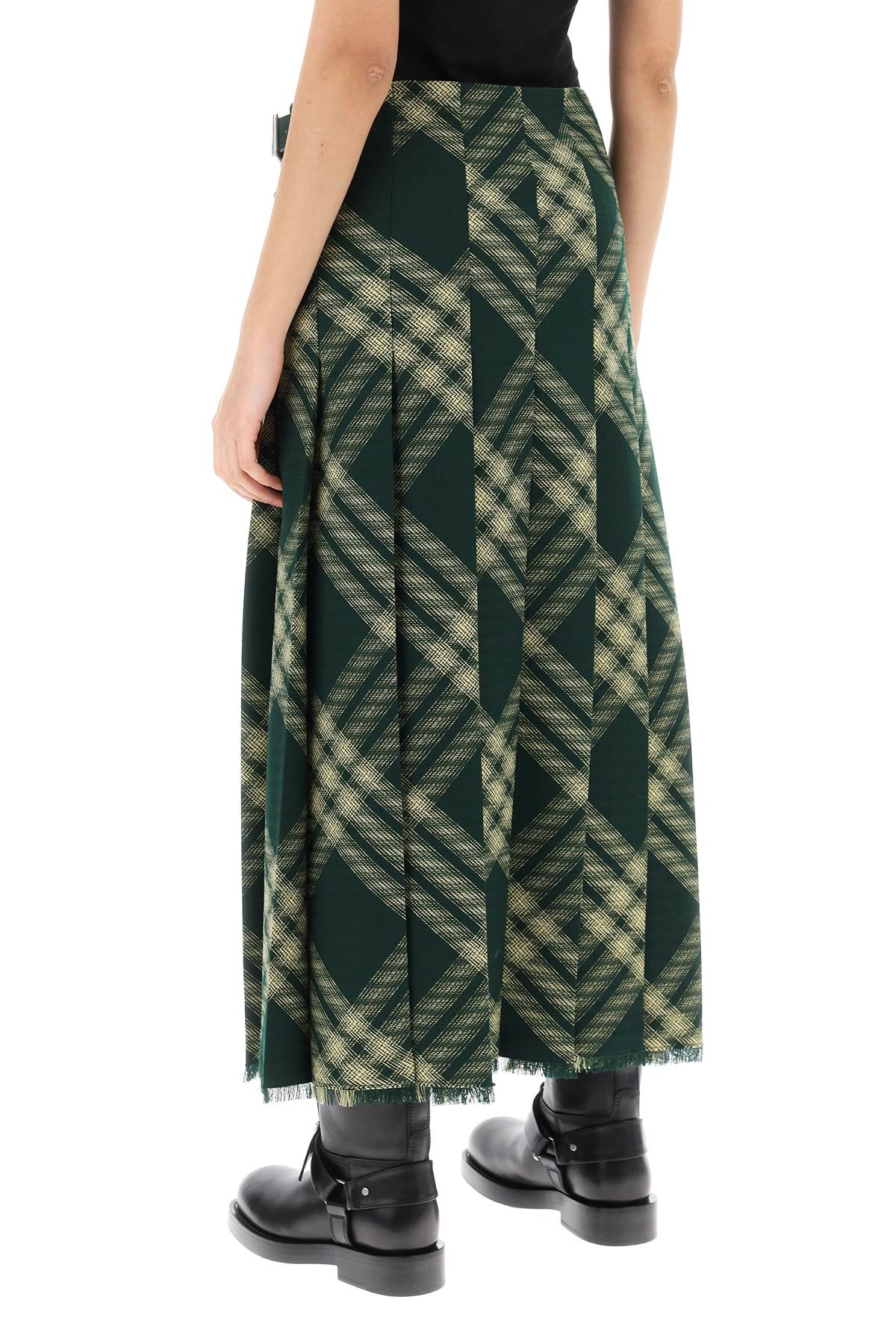 BURBERRY Women's Multicolor Wool Twill Maxi Kilt for SS24