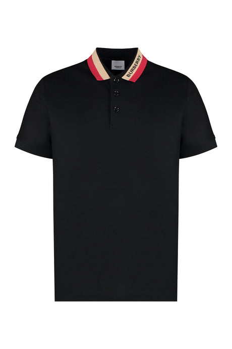 BURBERRY Elegant Cotton-Piqué Polo Shirt with Contrast Collar