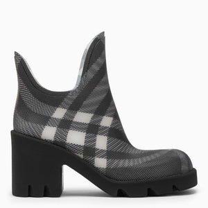 Black Check Patterned Heeled Boots for Women SS24
