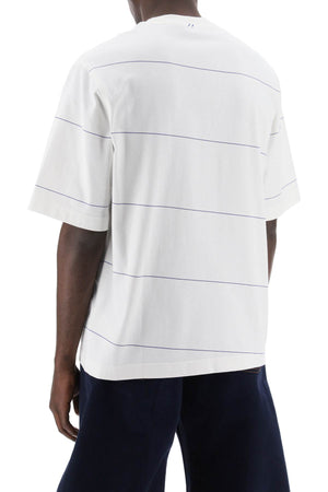 BURBERRY Striped Cotton T-Shirt with Embroidered Detail for Men