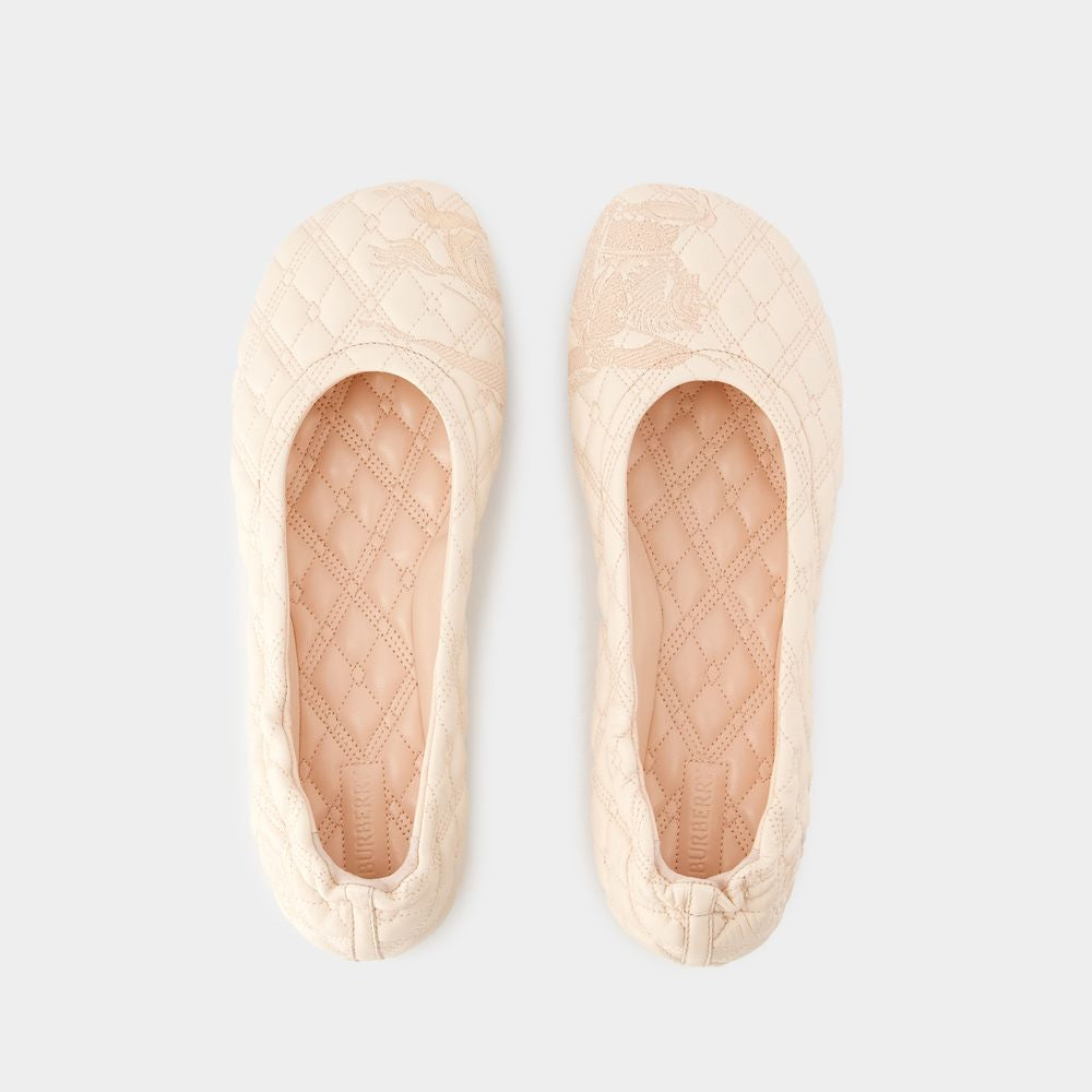 BURBERRY Tan Lamb Leather Ballerinas for Women