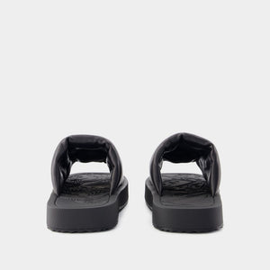 BURBERRY Black Lamb Leather Slab Sandals for Women