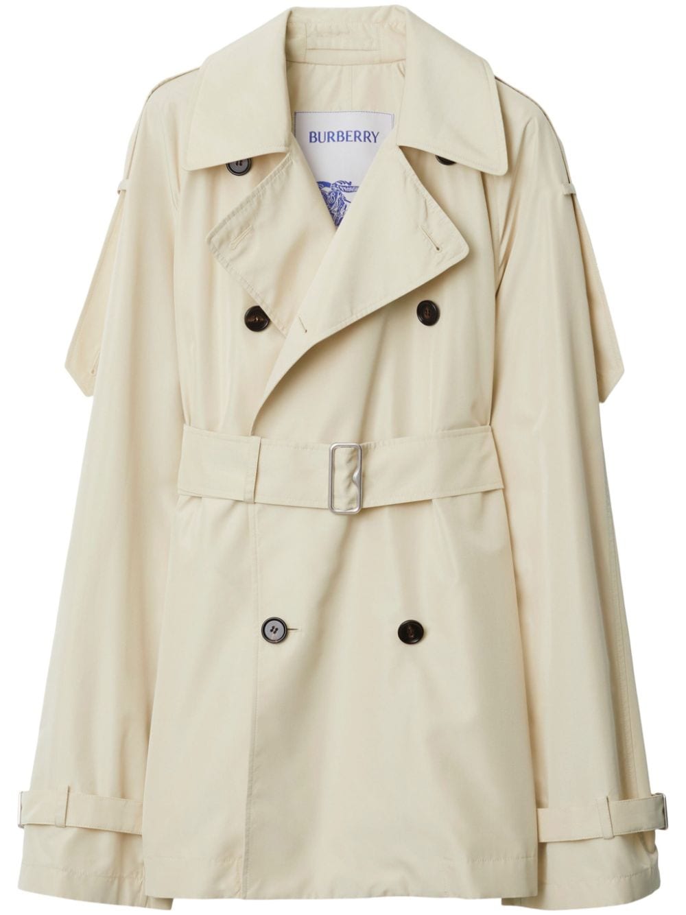 BURBERRY Double-Breasted Belted Jacket in Light Beige Silk for Women