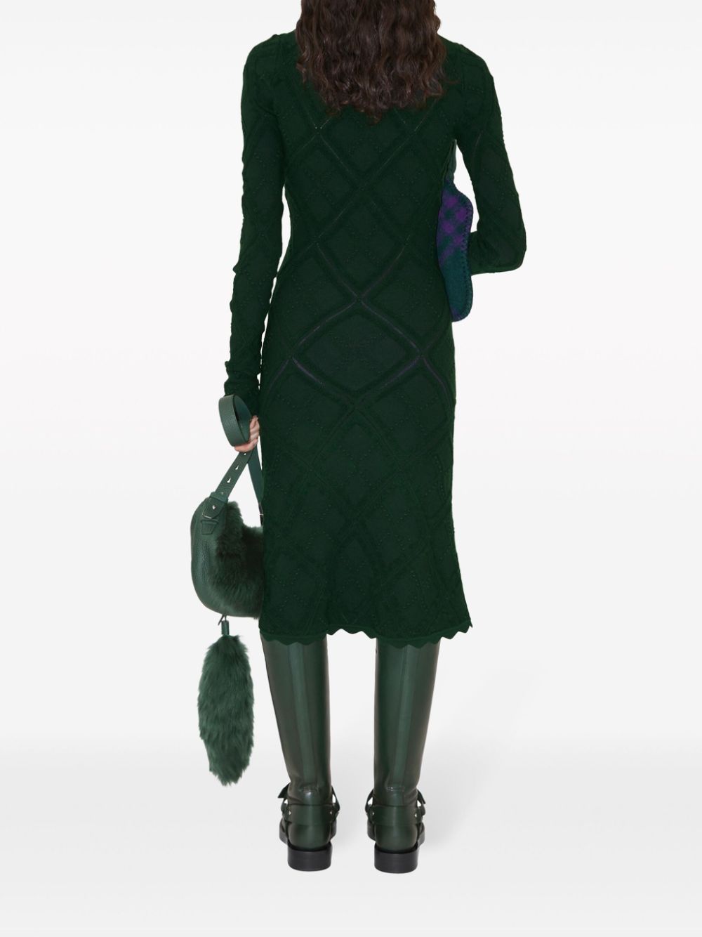 BURBERRY Green Aran-Knit Wool Dress for Women | Elegant and Timeless Style | FW23