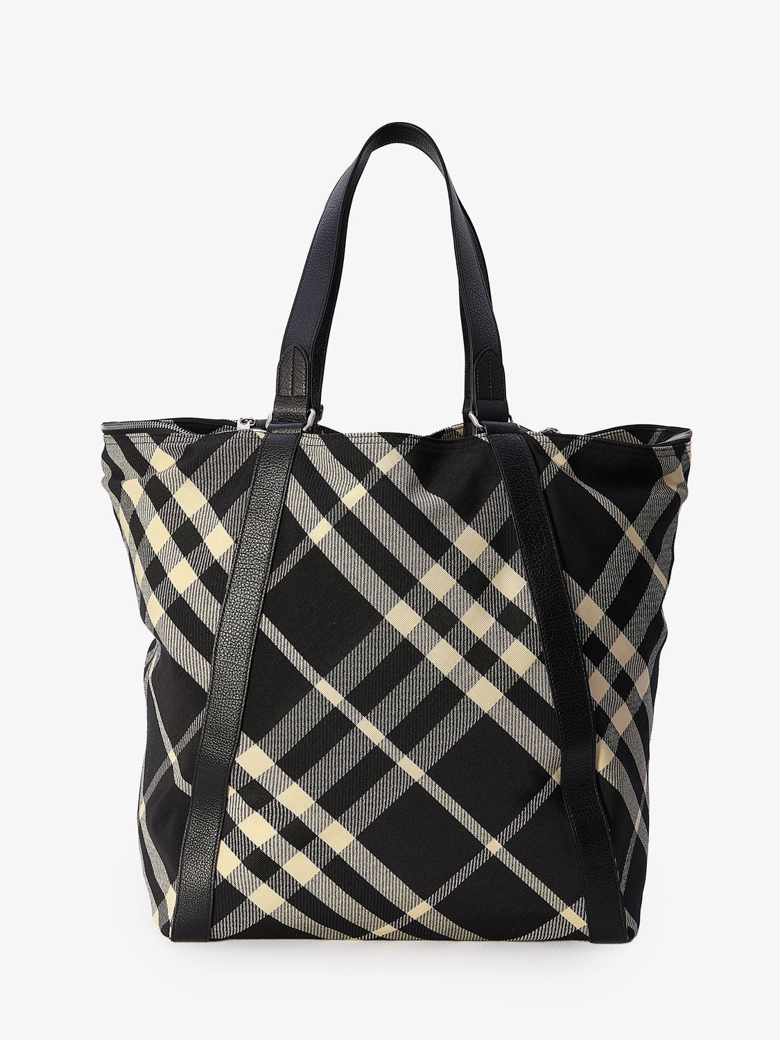 BURBERRY Festival Jacquard Check Pattern Tote Handbag - 37x26x43cm