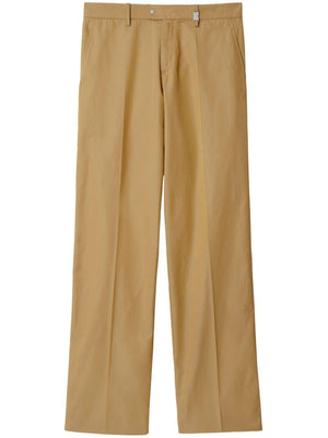 BURBERRY Men's Cotton Trousers in Camel Brown for SS24