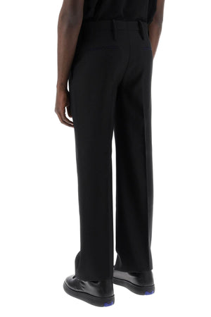 BURBERRY Men's Straight Leg Black Wool Trousers for SS24 Collection