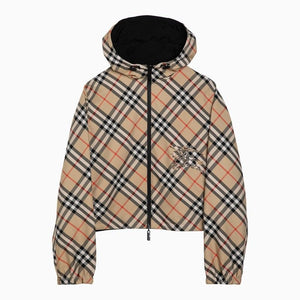 BURBERRY Sand-Toned Checkered Cropped Jacket