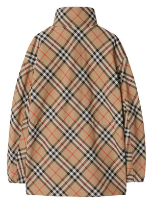 BURBERRY Women's Check Nylon Jacket with Concealed Hood