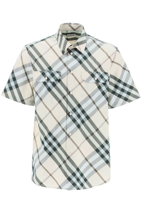 BURBERRY Classic Beige Check Short Sleeve Shirt with Pockets