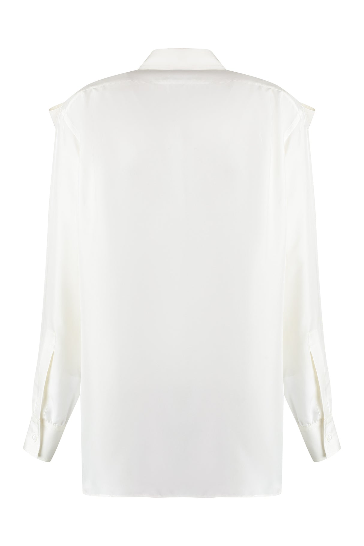 BURBERRY White Silk Buttoned Shirt for Women - Rounded Hem, SS24 Collection