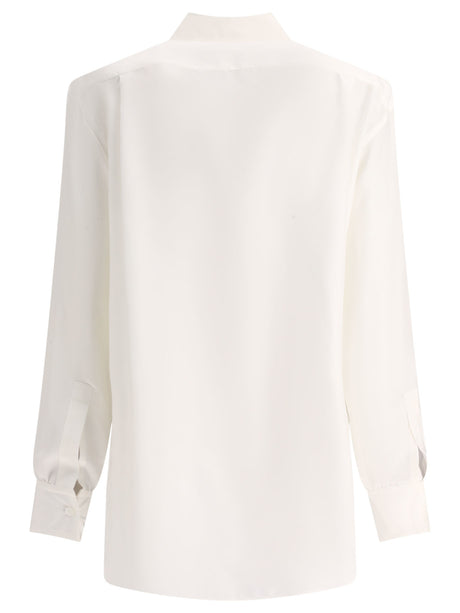 BURBERRY Exaggerated White Silk Shirt for Women - SS24