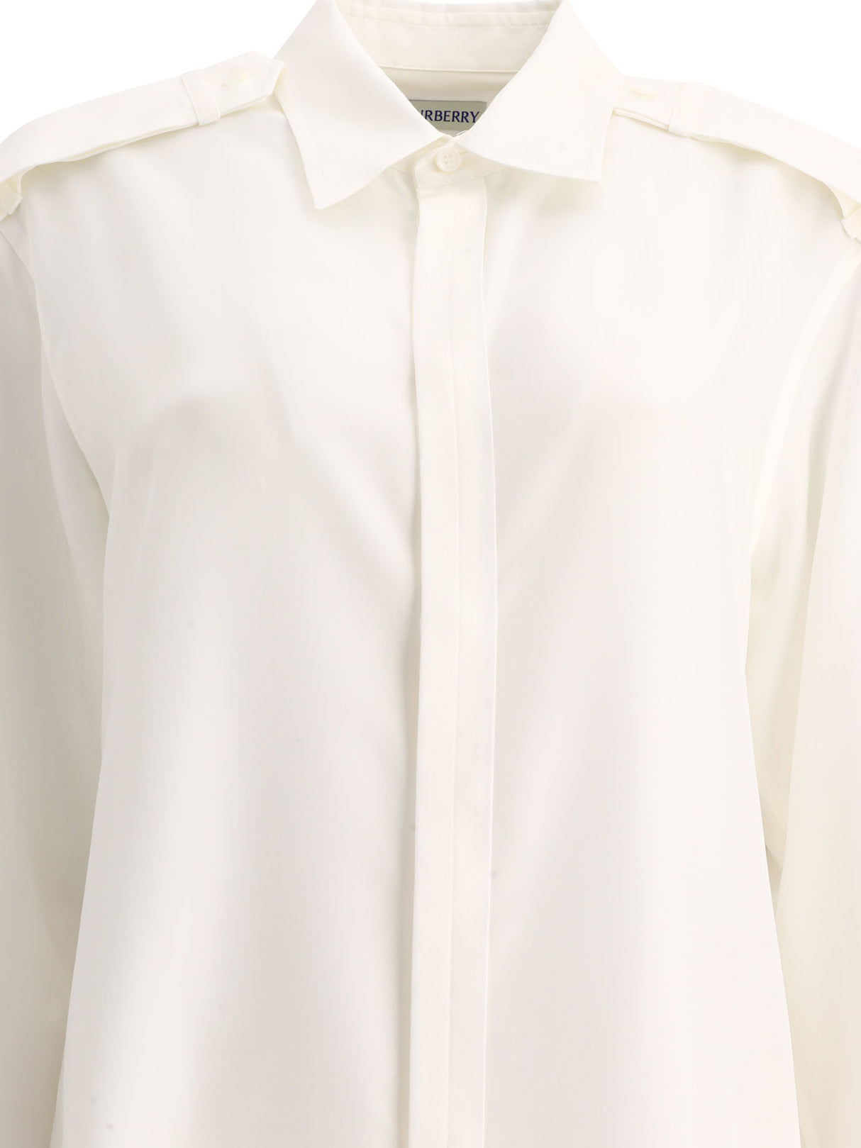 BURBERRY Exaggerated White Silk Shirt for Women - SS24