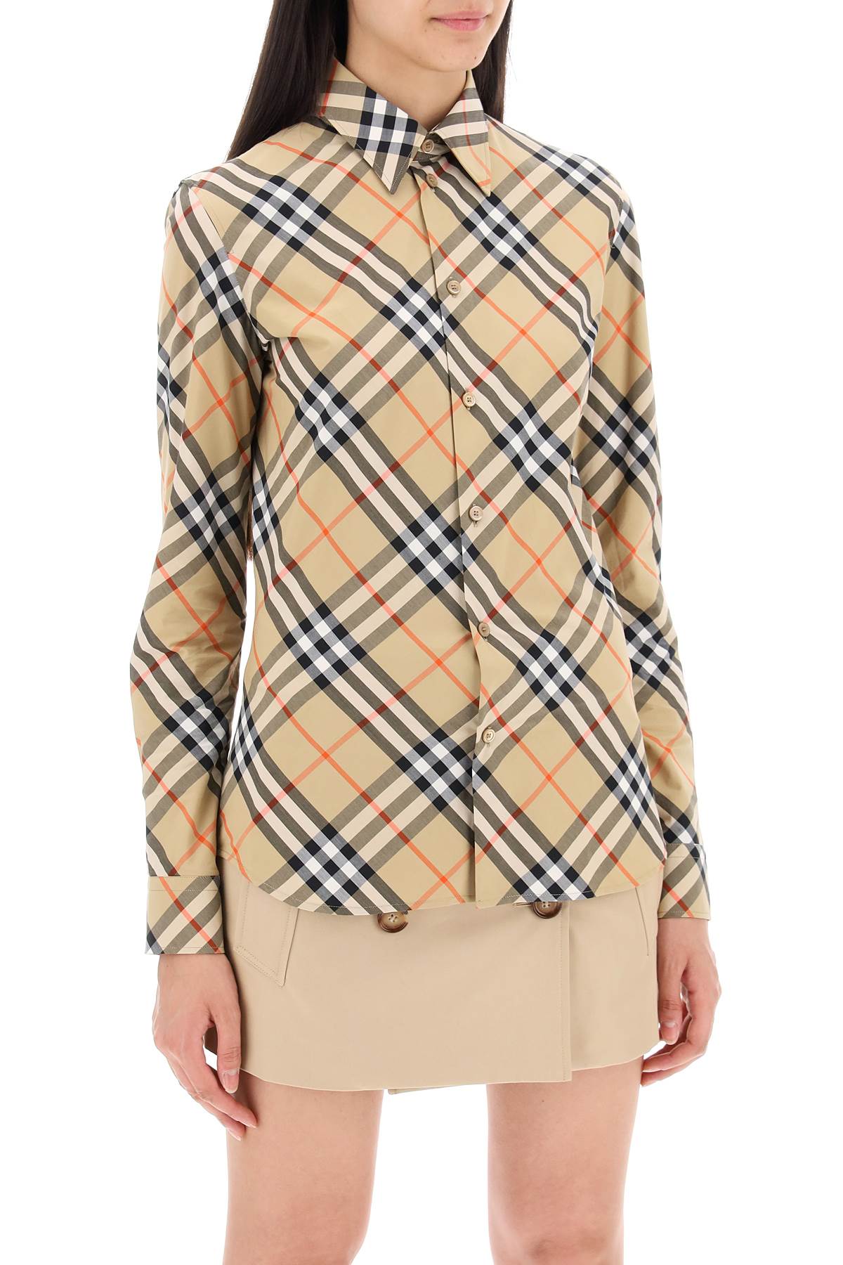 BURBERRY Classic Check Pattern Cotton Shirt for Women