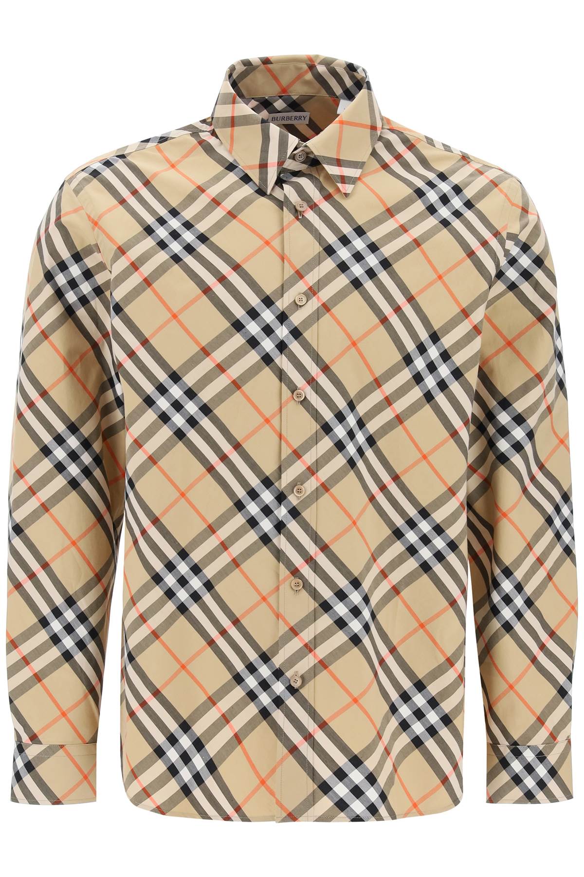 BURBERRY Men's Cotton Long-Sleeved Shirt with Iconic Check Pattern