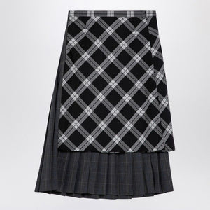 BALENCIAGA  MULTI-LAYER WOOL CHECK SKIRT