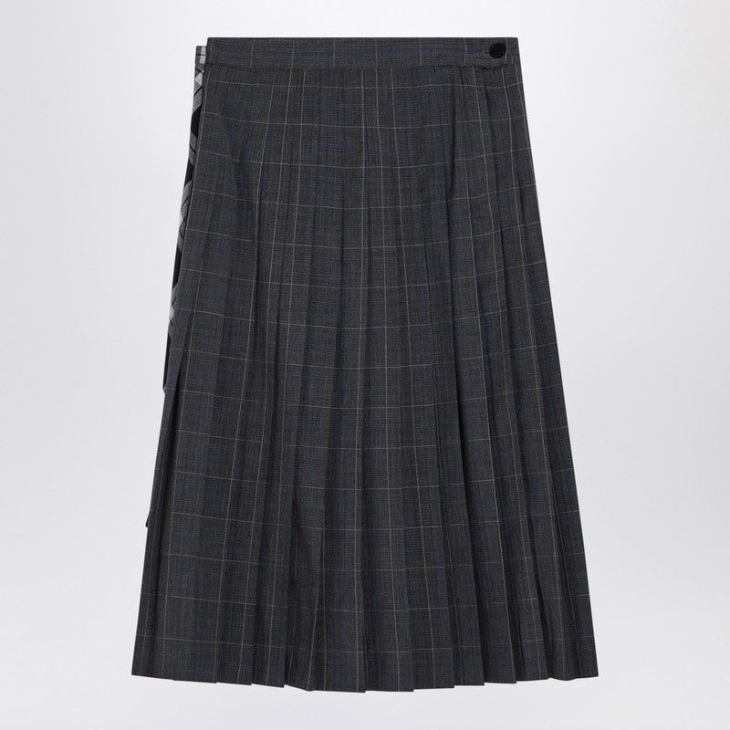 BALENCIAGA Asymmetrical Layered Wool Check Mini Skirt