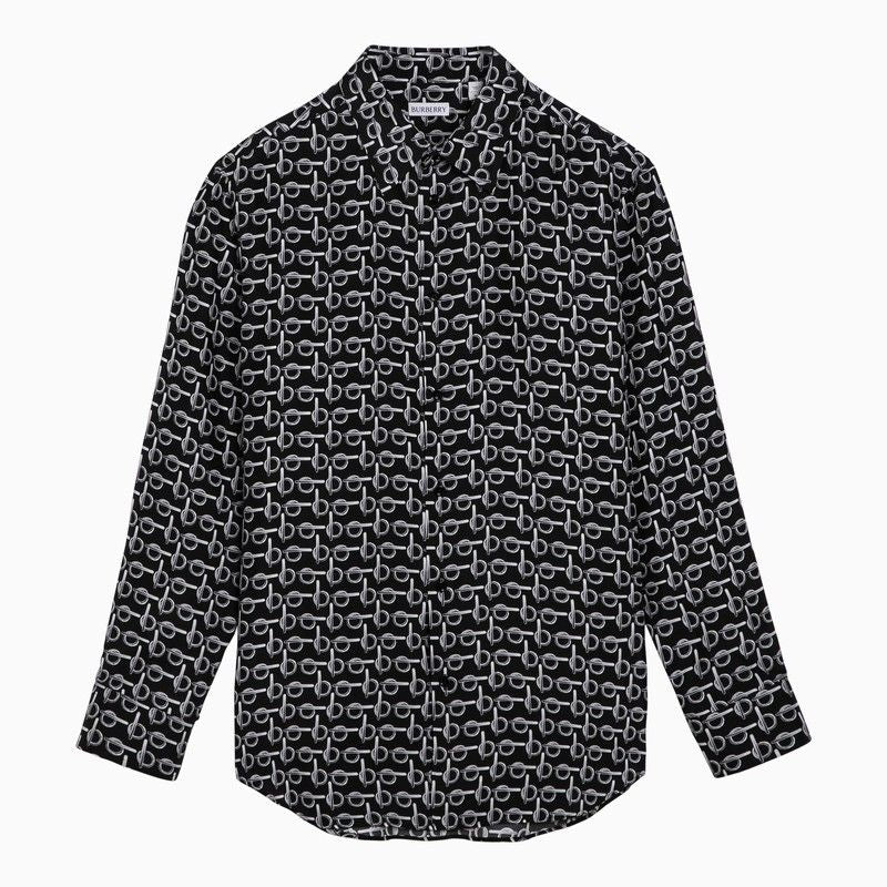 BURBERRY Luxurious Black Silk Men's Shirt with B Motif