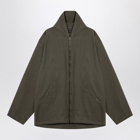 BALENCIAGA Oversized Heavy Cotton Green Hooded Jacket for Men