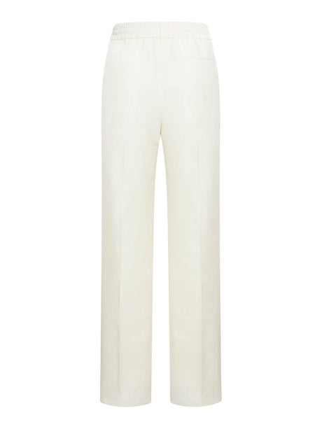 BURBERRY Beige Linen Pants with Ruffled Waist for Women