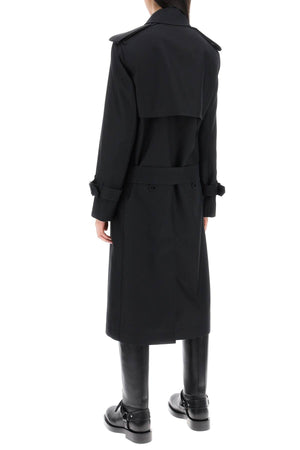 BURBERRY Double-Breasted Silk Twill Trench Jacket for Women - Black