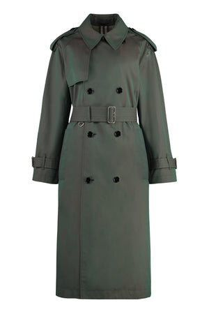 BURBERRY Green Long Cotton Trench Jacket for Women