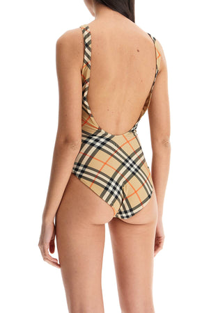 BURBERRY Checker One-Piece Swimsuit with Square Neckline - XS