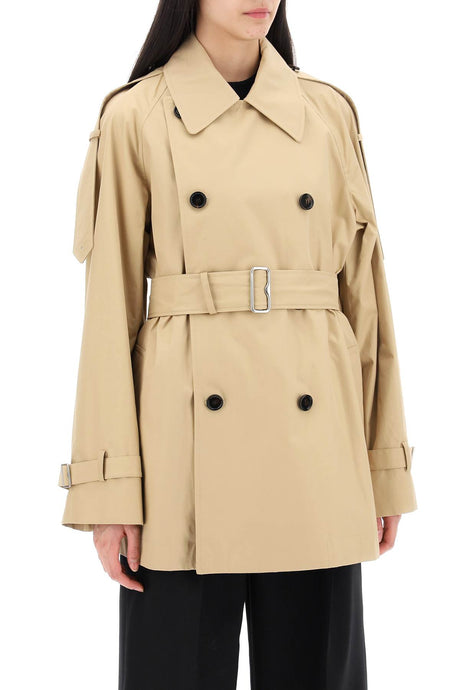 BURBERRY Beige Cotton Trench Jacket with Wide Notch Lapels and Belted Waist for Women