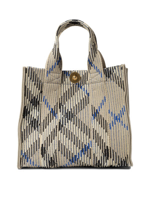 BURBERRY Mini Check Knit Tote Handbag