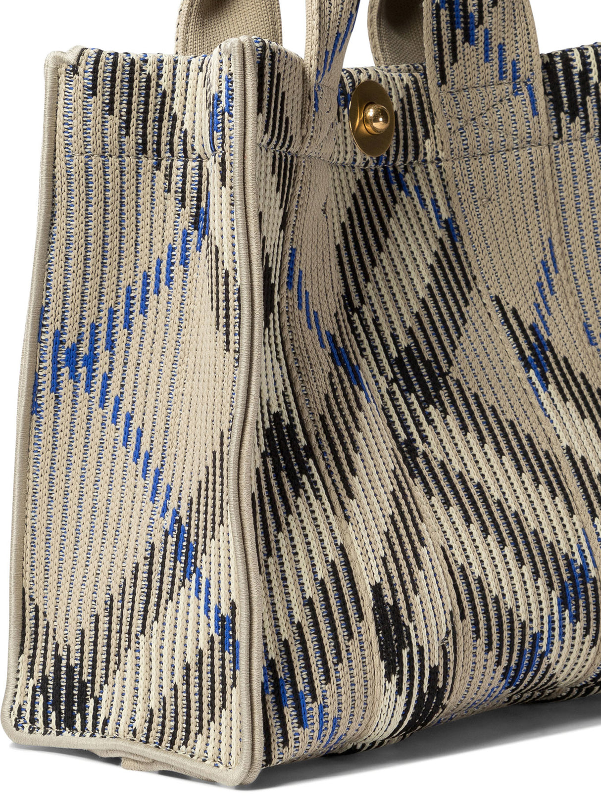 BURBERRY Mini Check Knit Tote Handbag