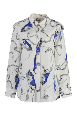 BURBERRY White Printed Silk Shirt for Women