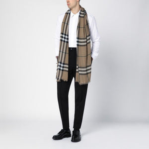 BURBERRY BEIGE CHECK PATTERN SCARF