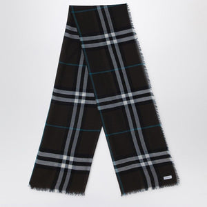 BURBERRY Men's Lightweight Check Wool Scarf in Dark Brown