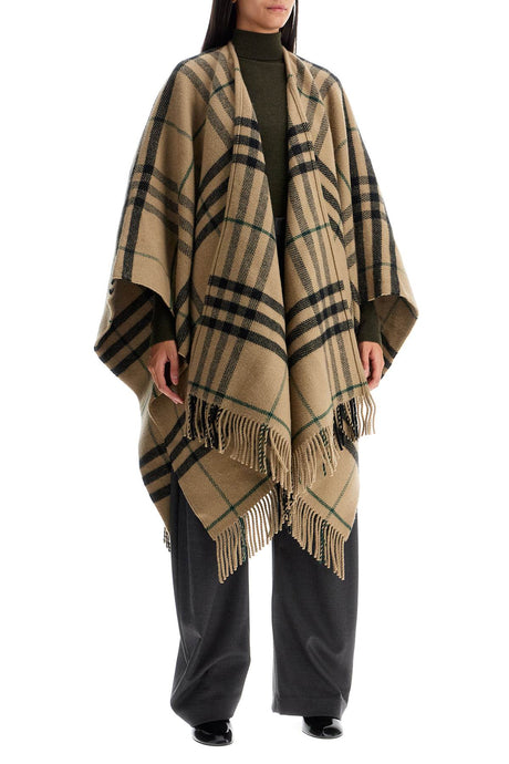 BURBERRY Wool and Cashmere Open Cape - One Size Fits All