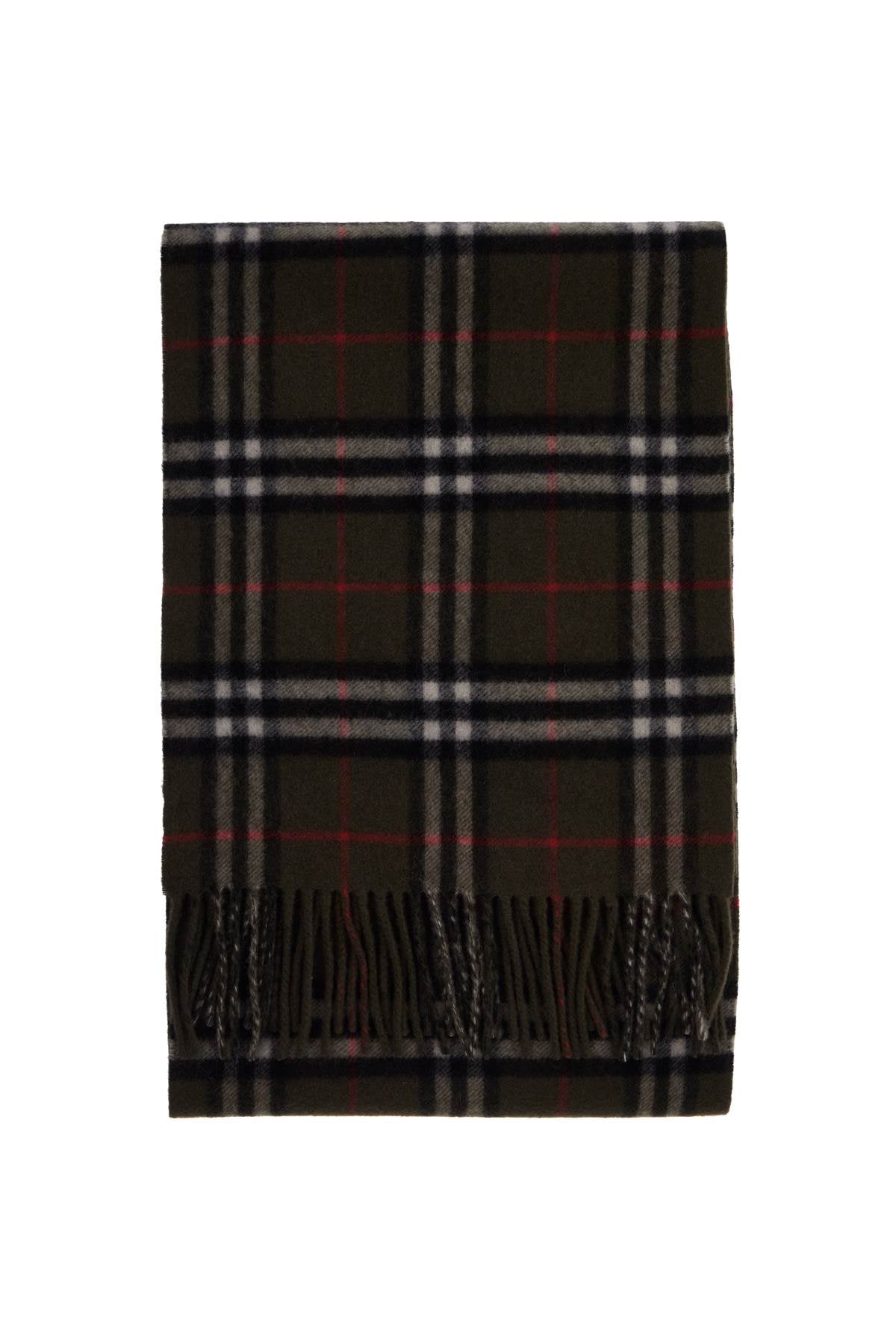 BURBERRY Cashmere Check Scarf with Fringed Edges