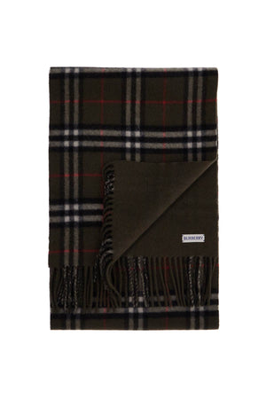 BURBERRY Cashmere Check Scarf with Fringed Edges