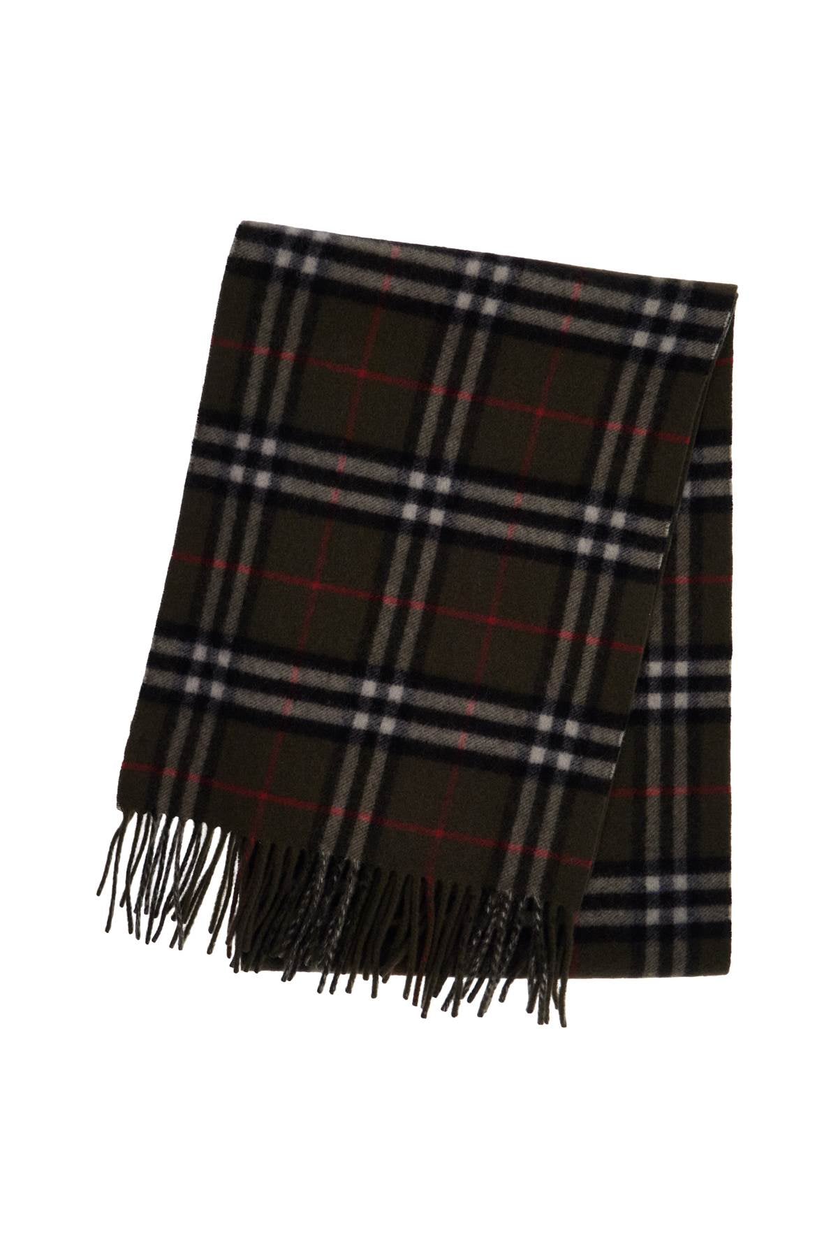 BURBERRY Cashmere Check Scarf with Fringed Edges