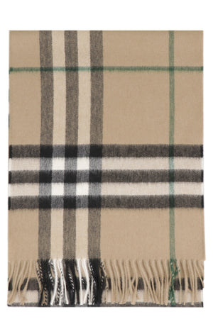 BURBERRY Frayed Hem Cashmere Check Motif Scarf - 168x30 CM